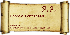 Popper Henrietta névjegykártya
